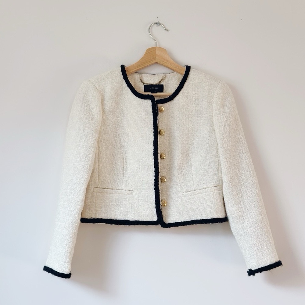 NWT J.Crew Louisa Lady Jacket Blazer Maritime Tweed Natural/Black - Picture 3 of 11